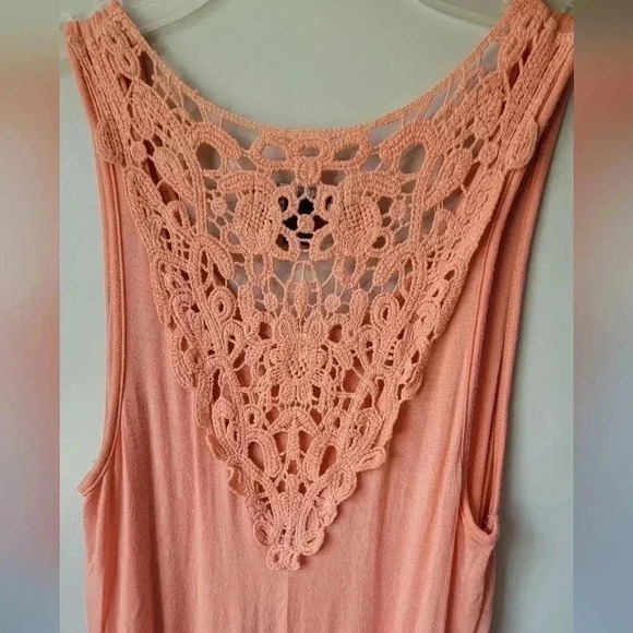 Peach Orange Crochet Flowy High Low Tank Size Medium - Picture 6 of 6